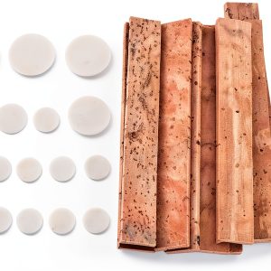 Lambskin Clarinet Bb Pad & Cork Kit – Eco Cork, Brown/White, 6 pcs-0